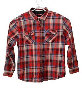 Prana Red Plaid Flannel Button-Up Shirt Mens outdoors  XXL